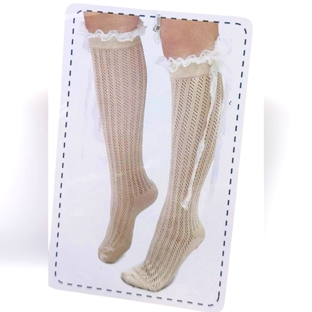 Icon Collection Lace Trimmed Knee-High Socks Size OS
